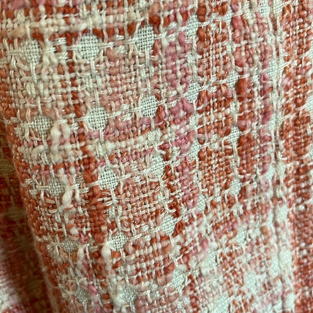 Talbots Orange,Pink & Cream Tweed Open Blazer w/pockets & Cropped Length Size 14 - Picture 8 of 17